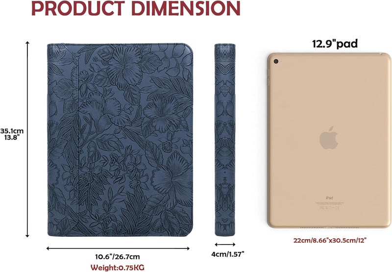 AZXCG Embossed Portfolio Binder,3-Ring Zipper Padfolio for Women and Men,A4/Letter Size,PU Leather with iPad,Professional Organizer for Resume/Interview - Image 3